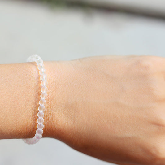 Matte Quartz Crystal Dainty Bracelet on hand model