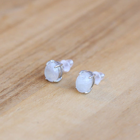 Moonstone Sterling Silver Stud Earrings