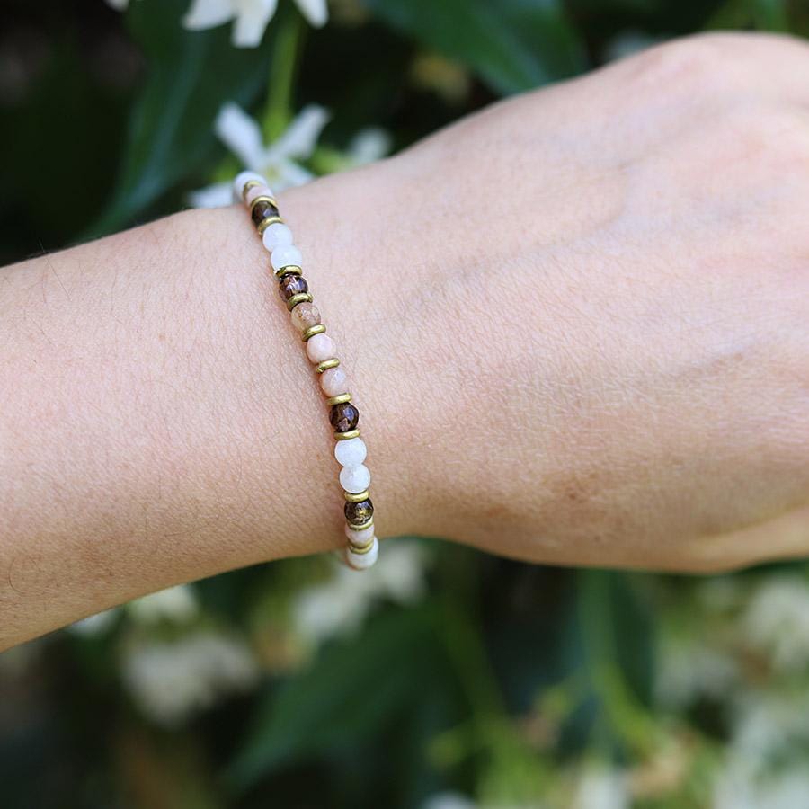 Moonstone and Smoky Quartz Delicate Bracelet