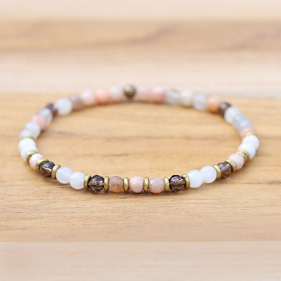 Moonstone and Smoky Quartz Delicate Bracelet