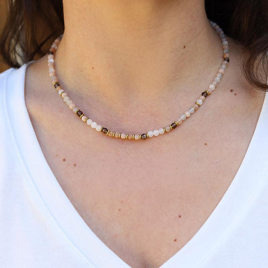 Moonstone and Smoky Quartz Delicate Necklace