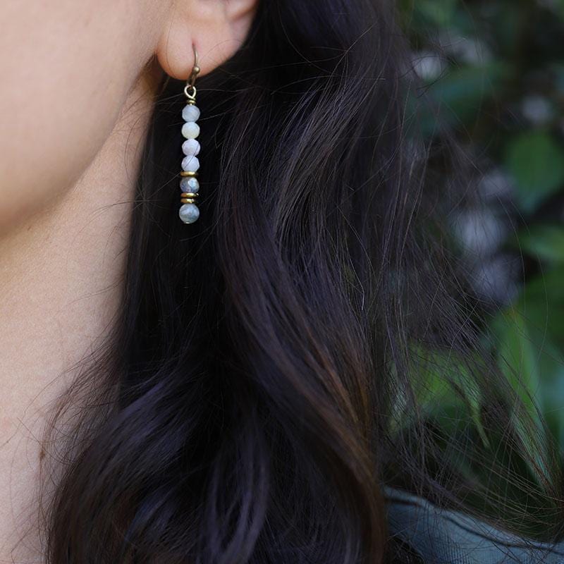 Morganite and Green Moonstone Earrings