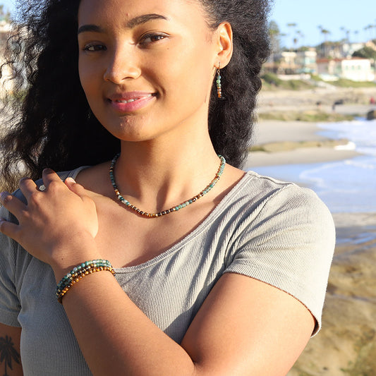 "Abundance" Moss Agate and Tiger's Eye Jewelry Bundle