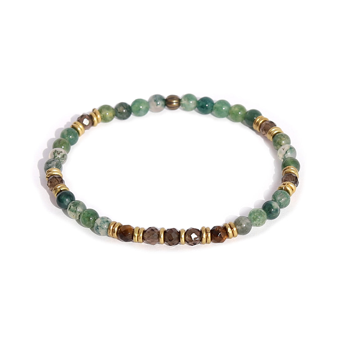 Moss Agate and tigers eye delicate bracelet