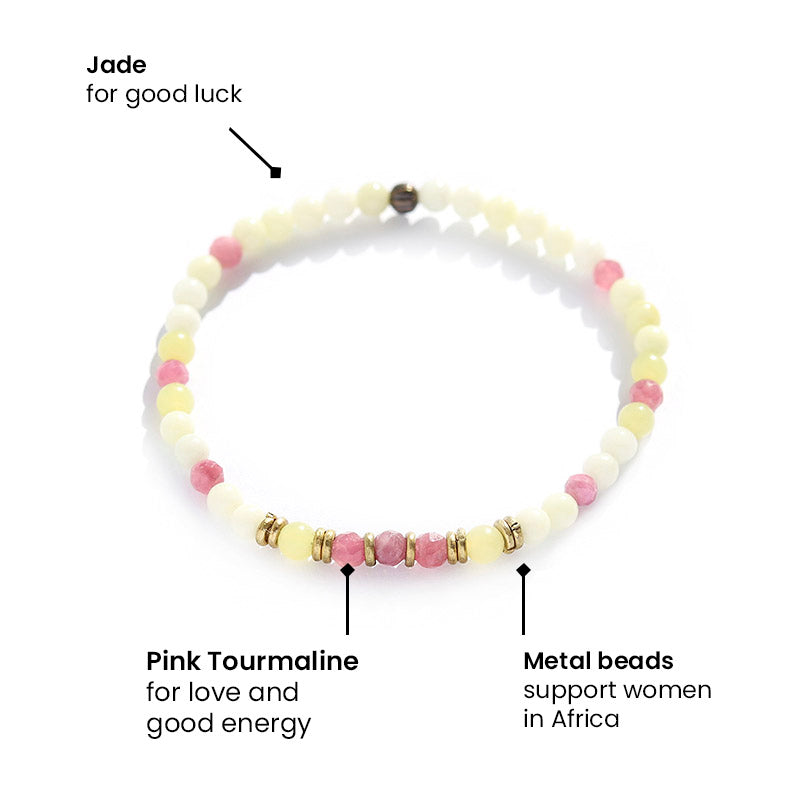 Jade and Pink Tourmaline Delicate Bracelet *Final Sale*
