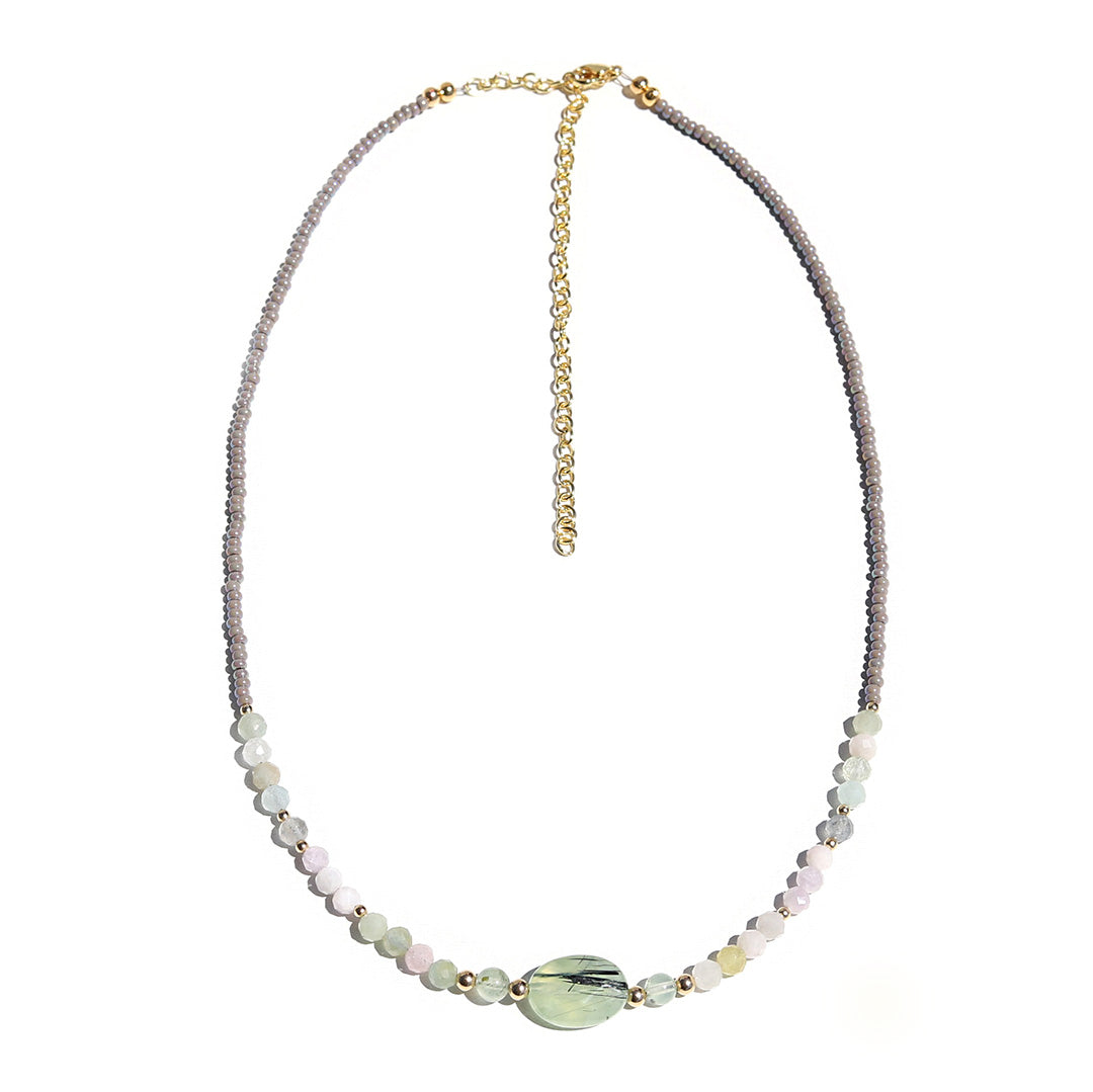 Luxury Prehnite and Kunzite Necklace