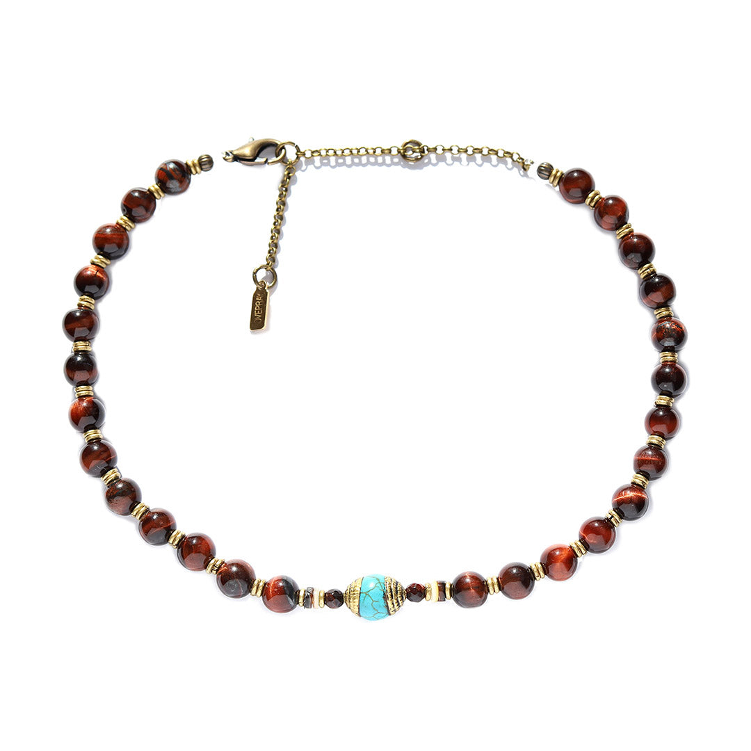 Red Tigers Eye Mala Choker