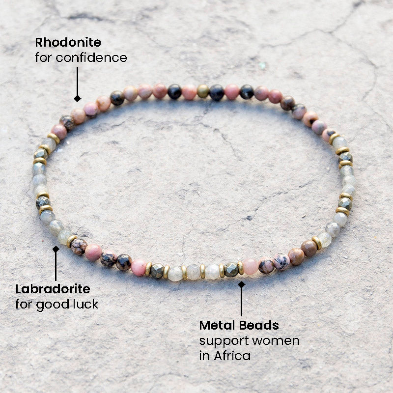 "Love and Serendipity" Rhodonite and Labradorite Anklet