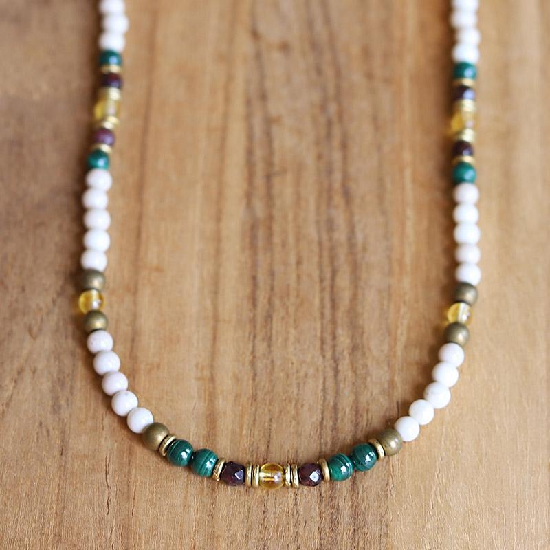 Riverstone Malachite and Garnet Delicate Necklace