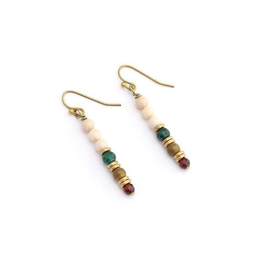 Riverstone Malachite and Garnet Earrings