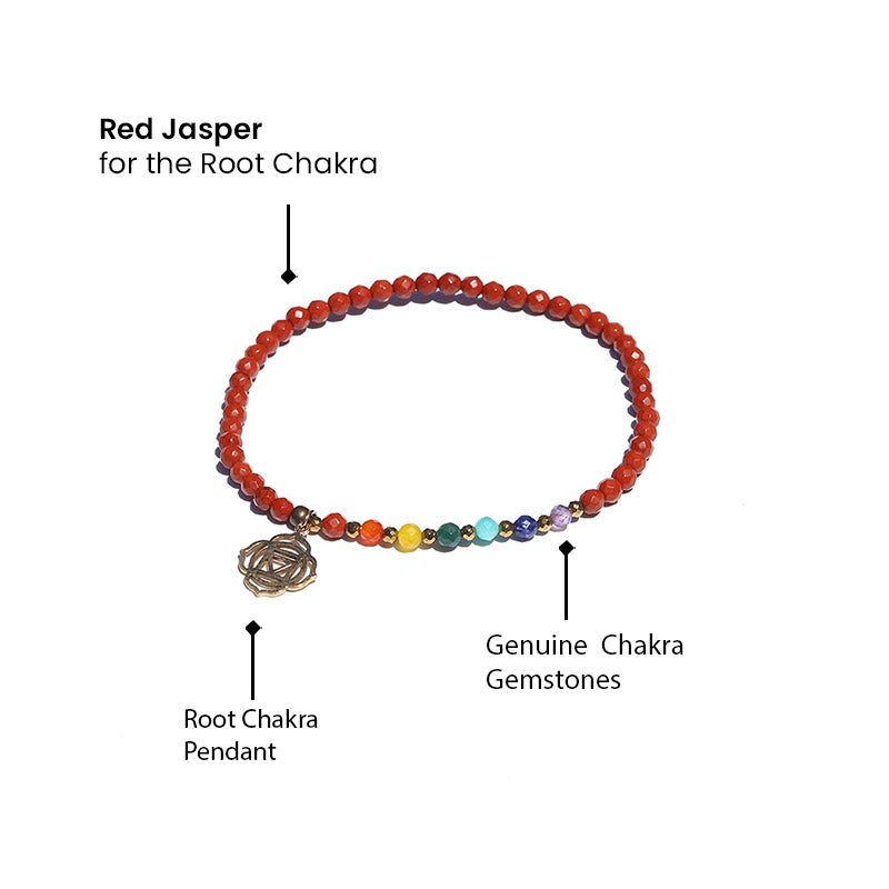 Root Chakra Anklet, Chakra Gemstones and Red Jasper Anklet