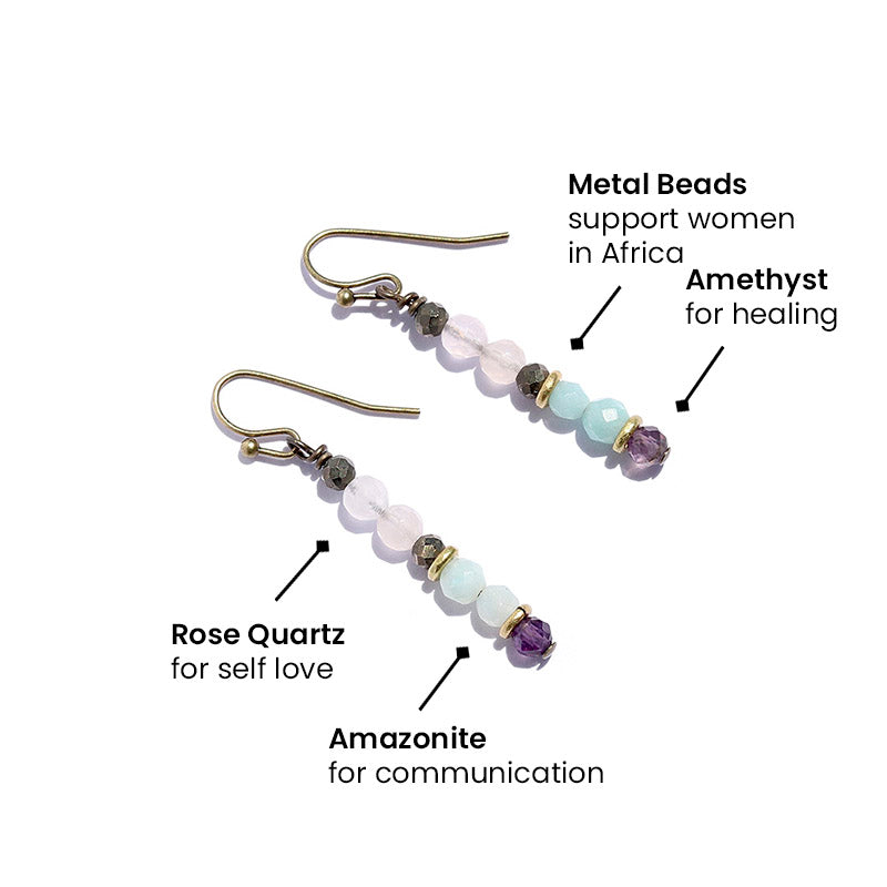 Rose Quartz and Amethyst Earrings