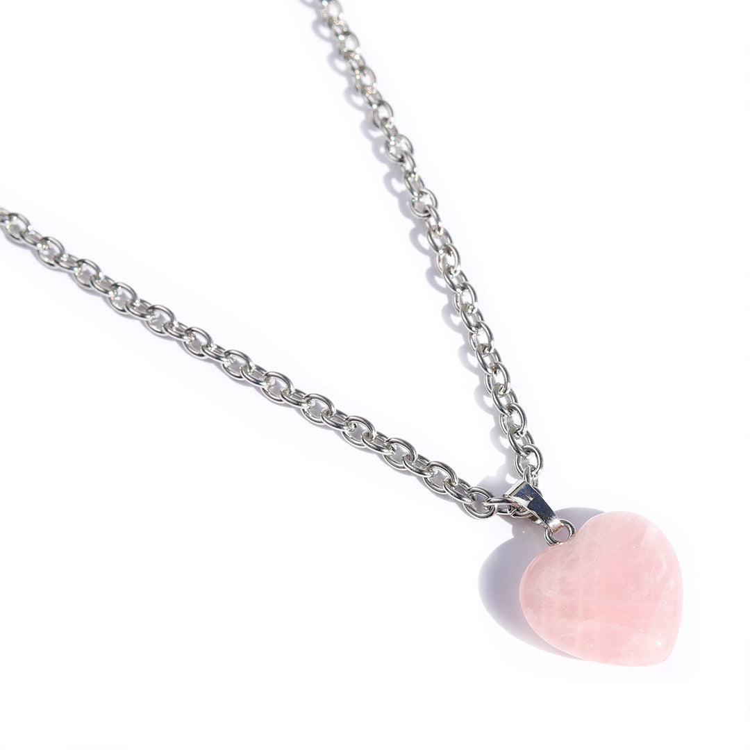 Rose Quartz Heart pendant chain necklace
