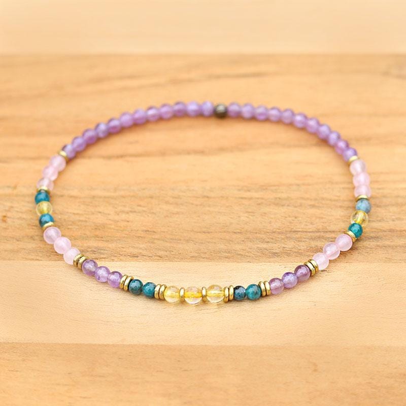 "Summer Energy" Rose Quartz and Apatite Delicate Anklet