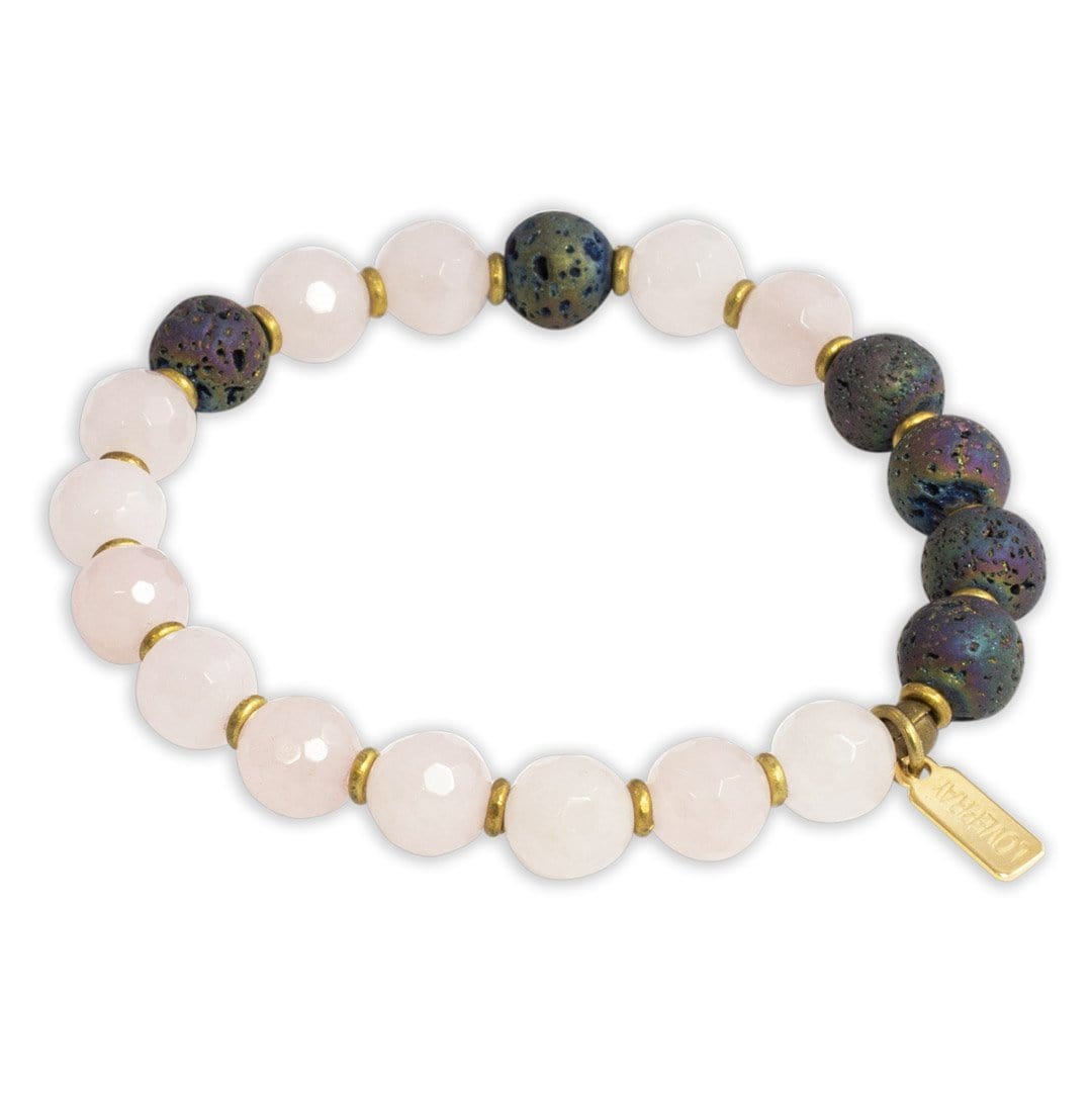 Rose Quartz and Lava Beaded Bracelet
