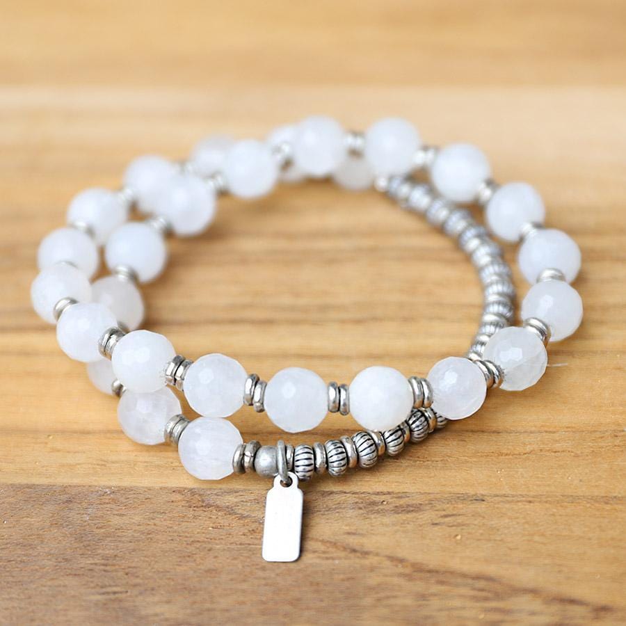 Selenite crystal stones mala bracelet