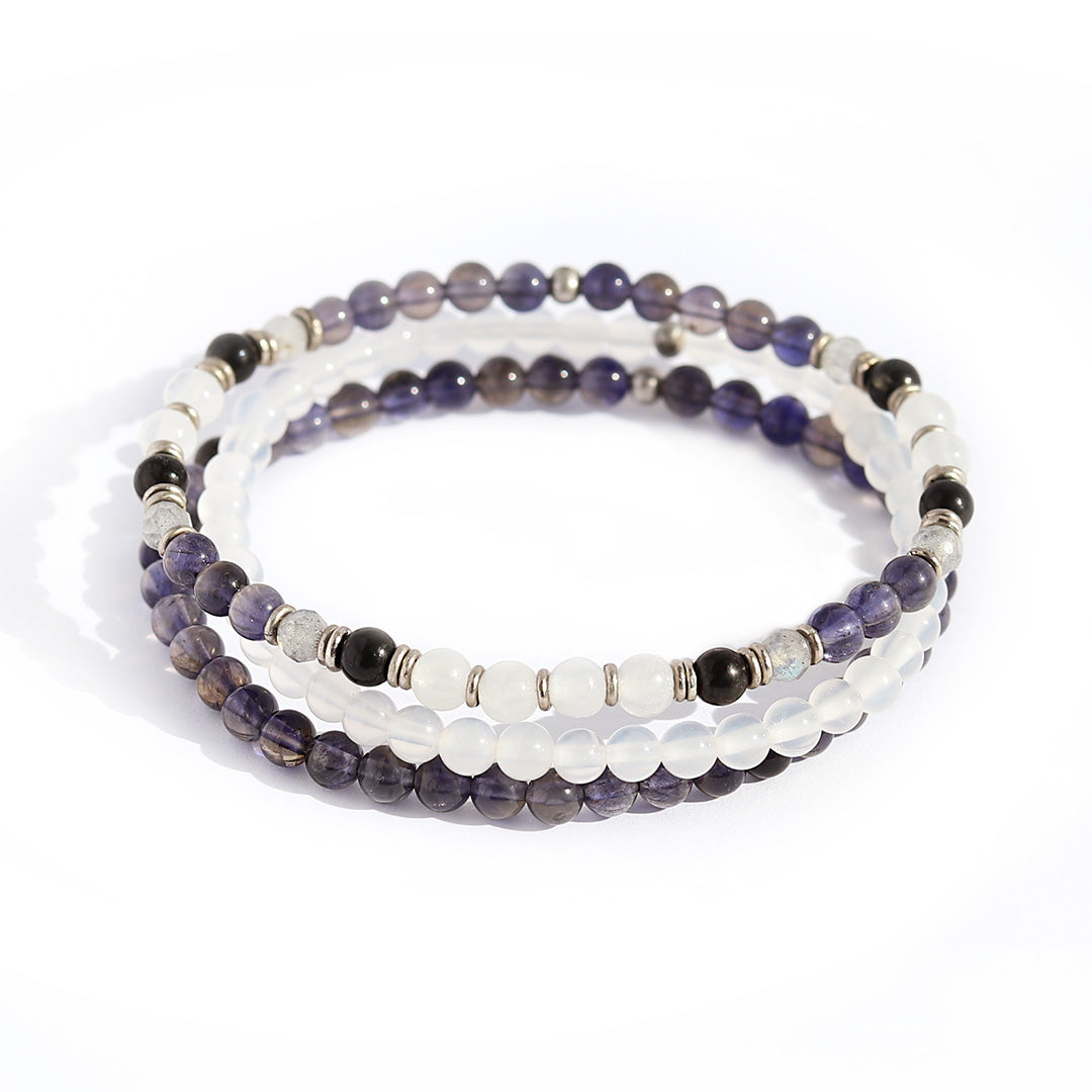 Selenite and Shungite Bracelet Set