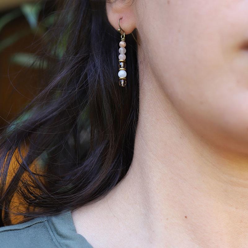 Sunstone and Moonstone Earrings