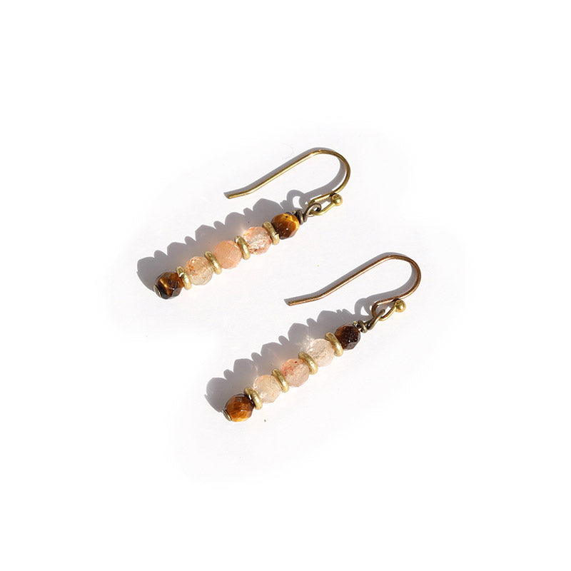 Orange Moonstone and Tiger's Eye Earrings