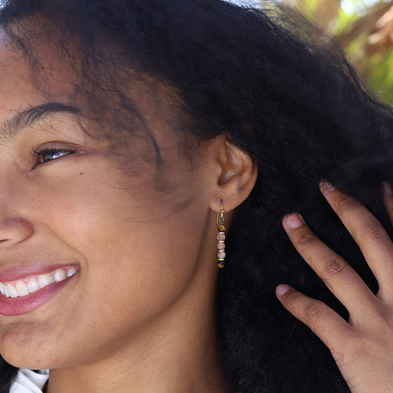 Orange Moonstone and Tiger's Eye Earrings