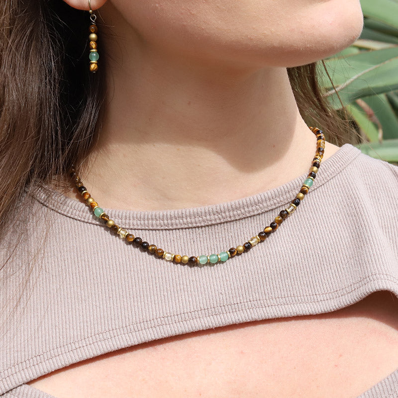 Tiger's Eye and Aventurine  Necklace 