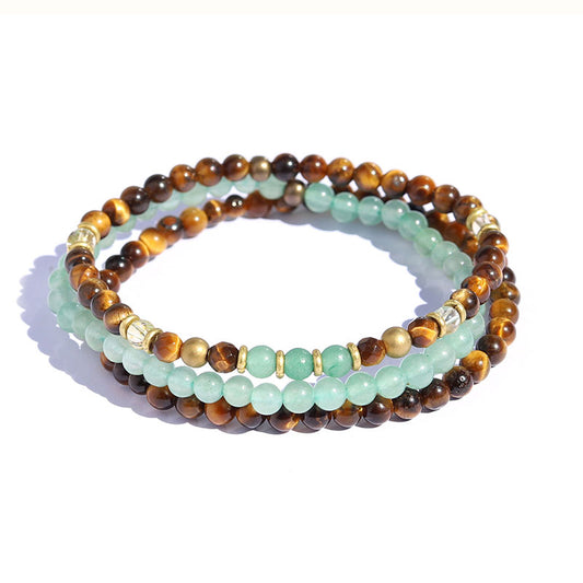Tiger's Eye and Aventurine Bracelet Set 