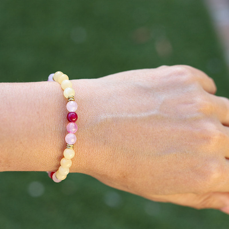 Yellow Chalcedony and Rose Quartz Bracelet