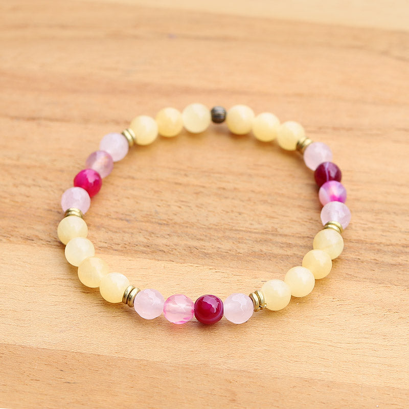 Yellow Chalcedony and Rose Quartz Bracelet