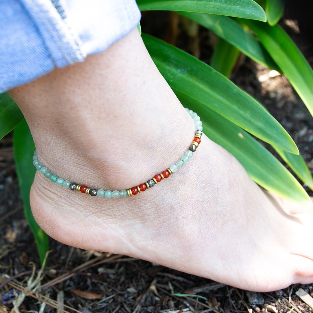 Anklets - Aventurine And Carnelian Anklet