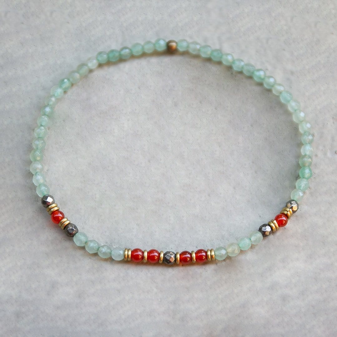 Anklets - Aventurine And Carnelian Anklet