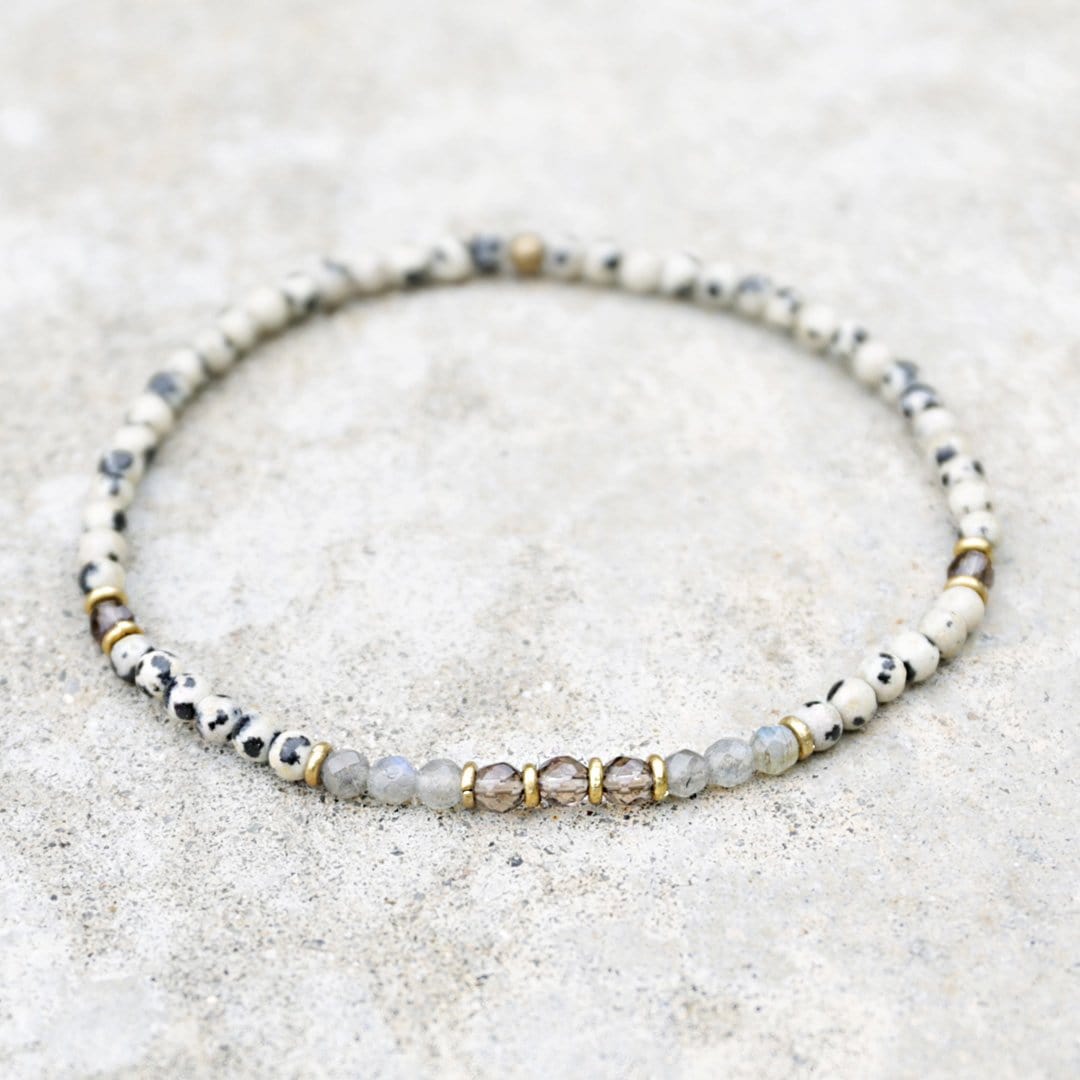 Anklets - "Balance And Good Luck" Dalmatian Jasper And Labradorite Anklet