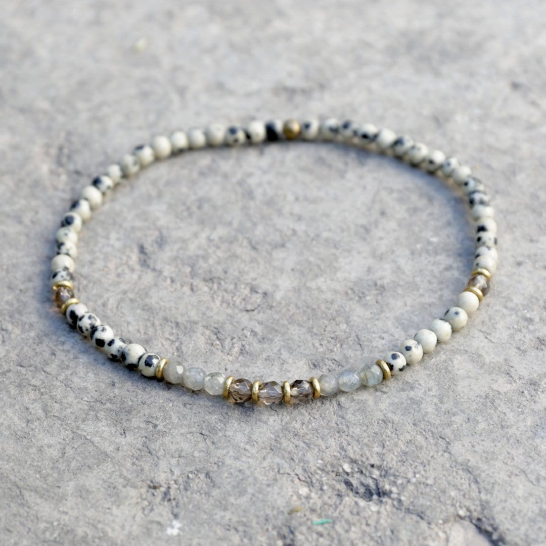 Anklets - "Balance And Good Luck" Dalmatian Jasper And Labradorite Anklet