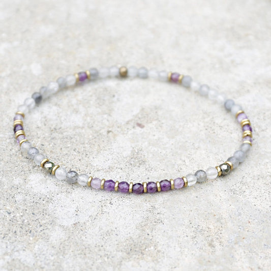 Amethyst & Cloudy Quartz Healing Anklet