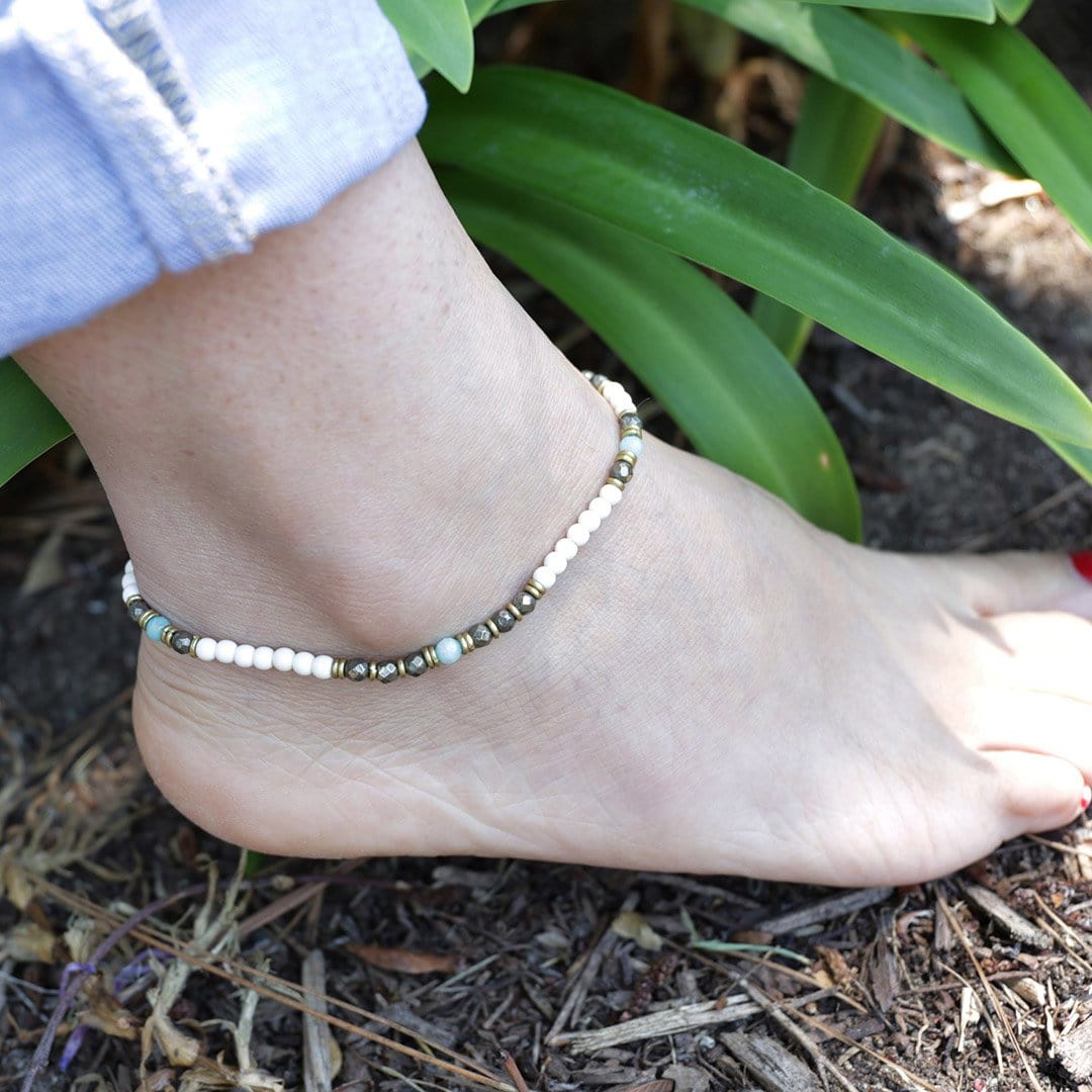 Anklets - Howlite, Pyrite, And Amazonite Anklet