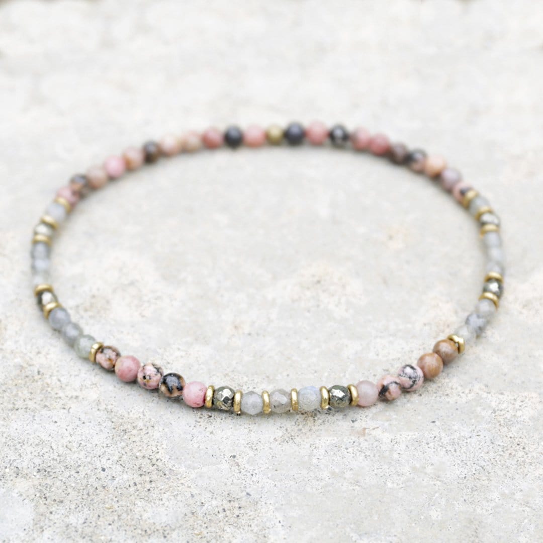 Anklets - "Love And Serendipity" Rhodonite And Labradorite Anklet