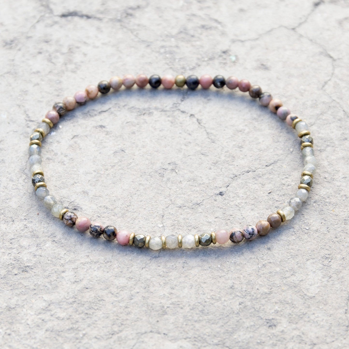 Anklets - "Love And Serendipity" Rhodonite And Labradorite Anklet