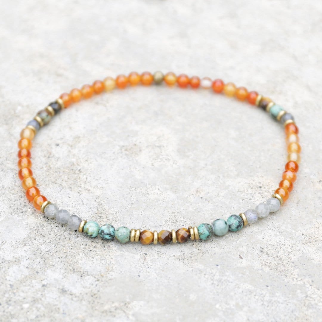 Anklets - "Motivation And Change" Carnelian And African Turquoise Anklet