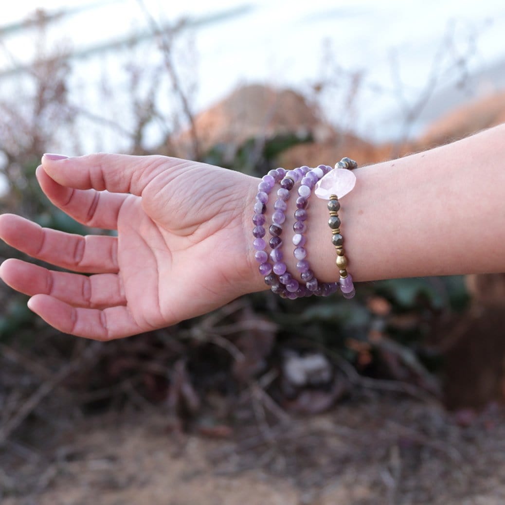 Bracelets - Amethyst And Rose Quartz Mala Bracelet