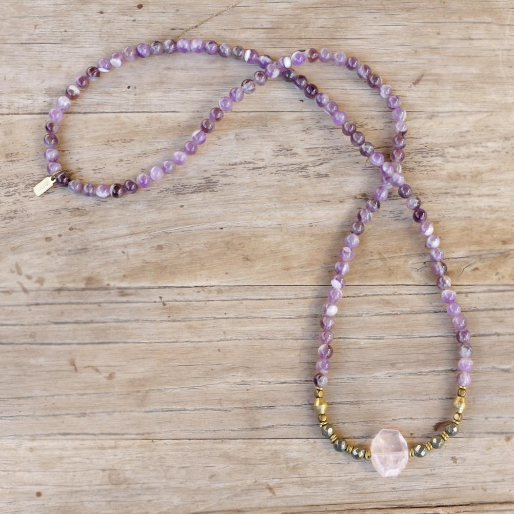 Bracelets - Amethyst And Rose Quartz Mala Bracelet