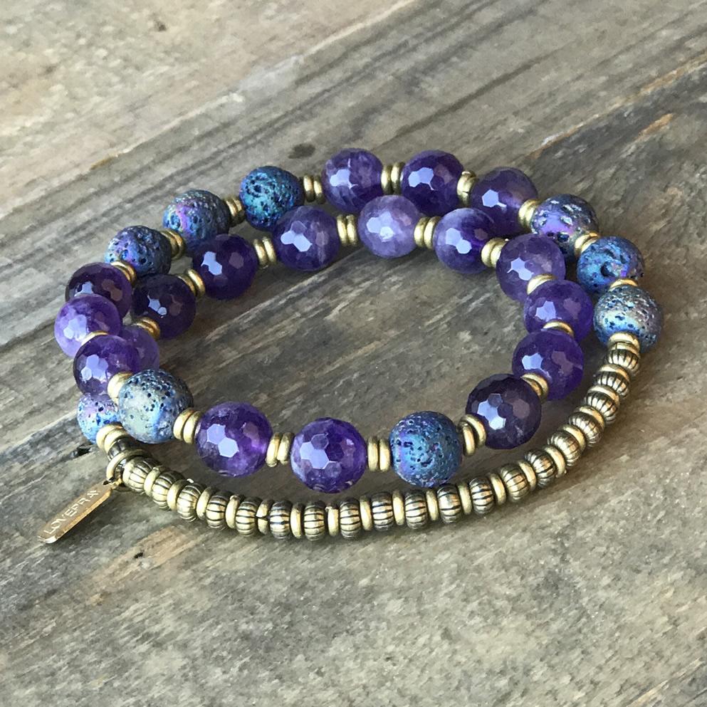 Bracelets - Amethyst Aromatherapy Mala Bracelet