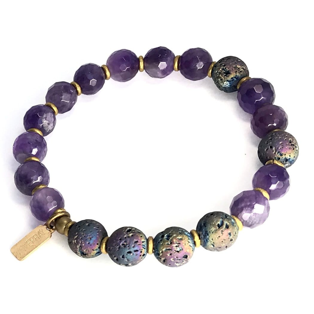 Bracelets - Amethyst Essential Oil Diffuser Bracelet - Aromatherapy Bracelet
