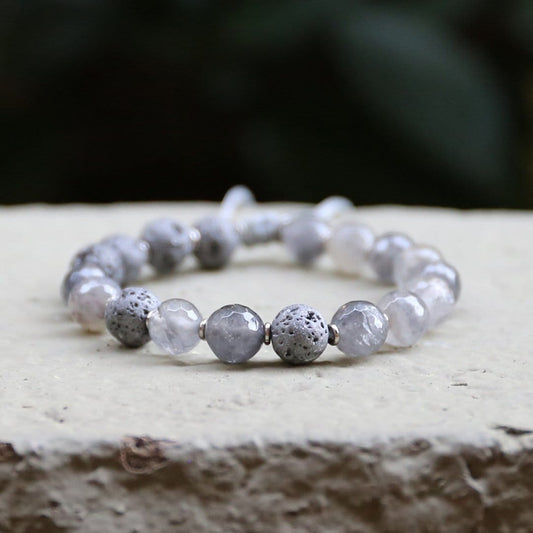 Bracelets - 'Amplification' Cloudy Quartz Essential Oil Diffuser Adjustable Bracelet