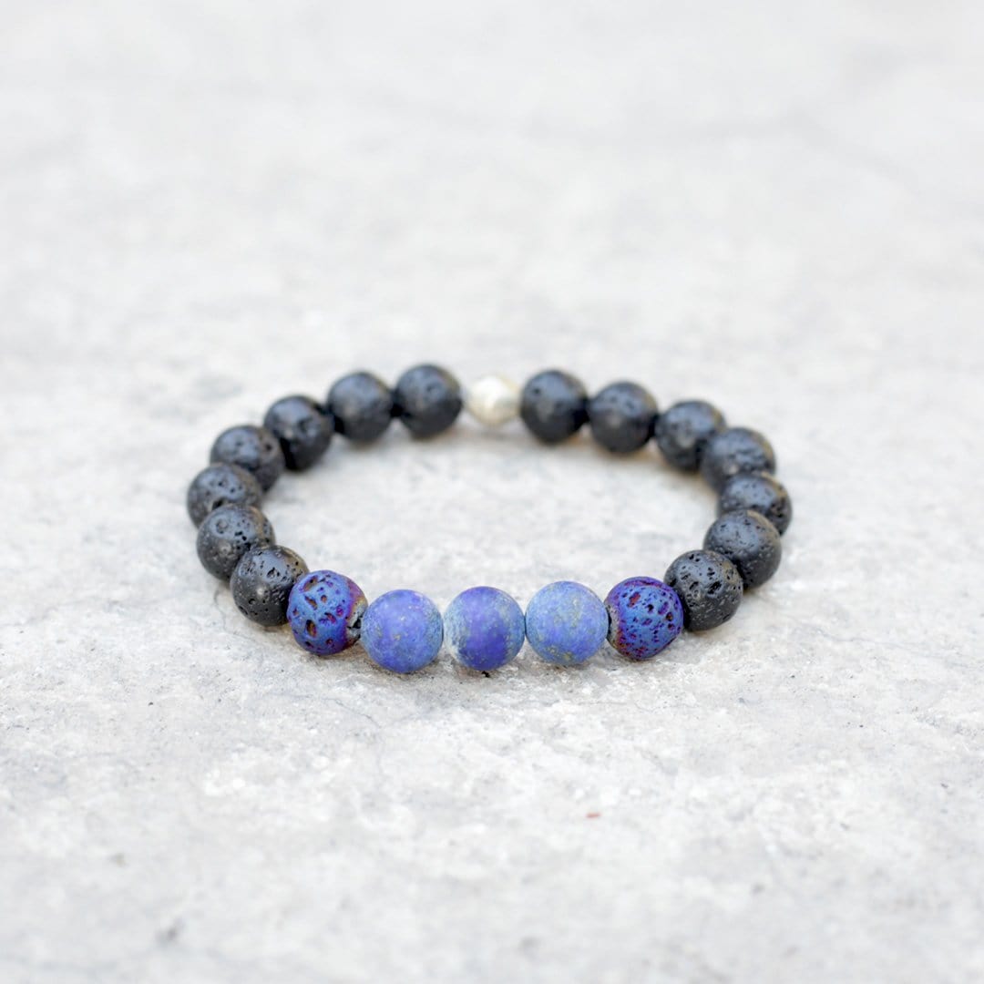 Bracelets - Boy's Lava And Lapis Lazuli Bracelet