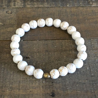 Bracelet Howlite blanche en Pierres Naturelles avec main de Fatima