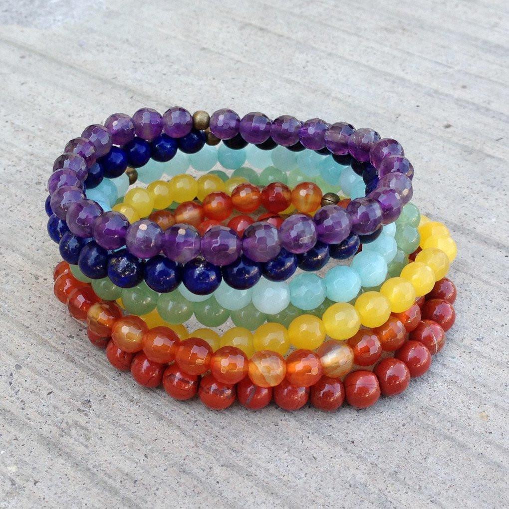 Bracelets - Chakra Bracelets, Genuine Chakra Gemstone Bracelet Stack