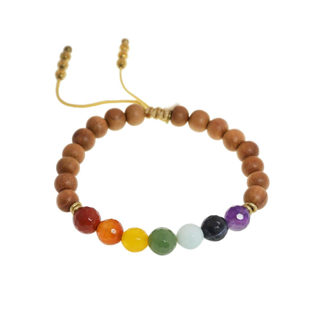 Bracelets - Chakra Gemstones And Sandalwood Adjustable Kid's Chakra Bracelet