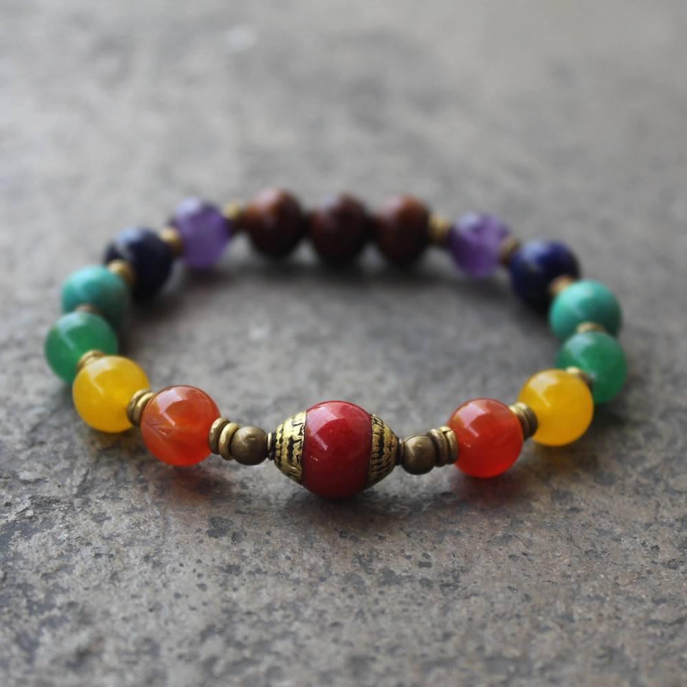 Bracelets - Chakra, Multitone Gemstone Mala Bracelet