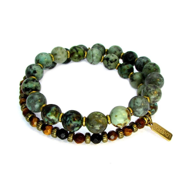 Change and Prosperity, African Turquoise and Tiger's Eye 27 Bead Wrap ...