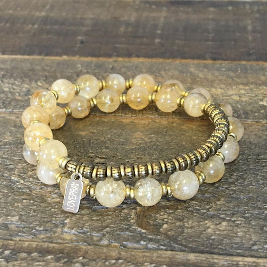 Bracelets - Citrine 'Success' 27 Bead Wrist Mala Bracelet