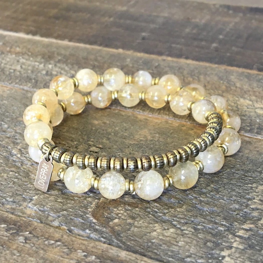 Bracelets - Citrine 'Success' 27 Bead Wrist Mala Bracelet